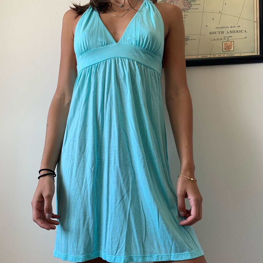 Cia Marítima Light Blue Dress with Gold Details